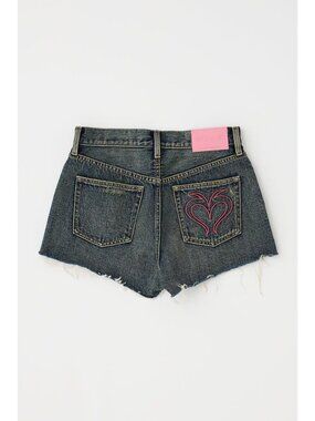 BlackEyePatch WOMEN x MOUSSY BEP Heart Denim Shorts | Dark Blue | Size 2 M | NWT